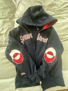 Greenland  Zip-Up Hoodie Jacket - Black with Red Accent